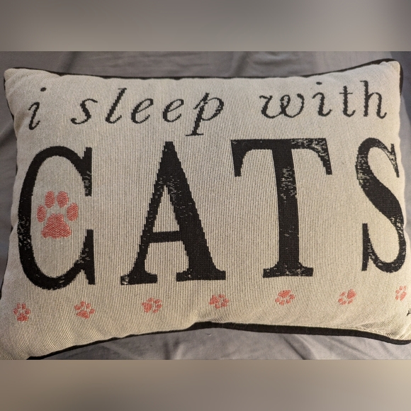 I Sleep With Cats Throw Pillow - Picture 1 of 3
